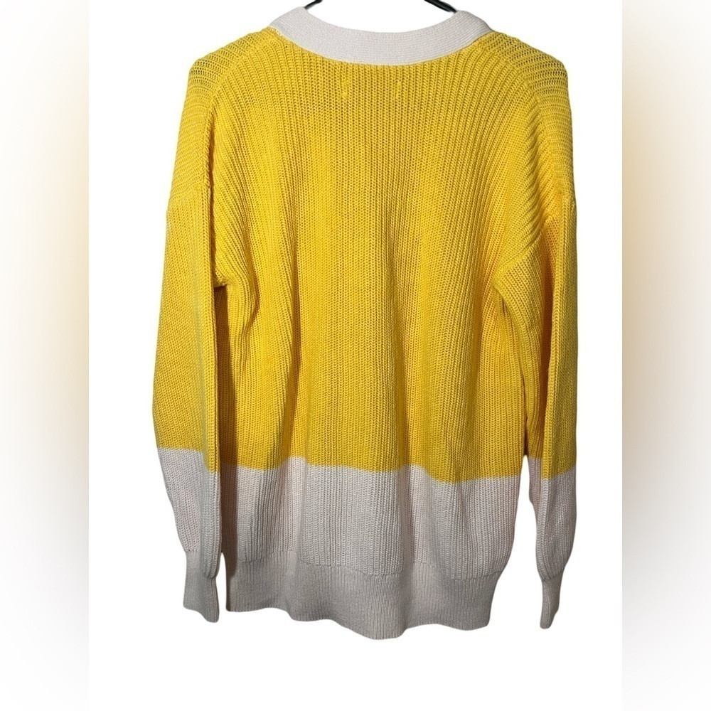 LOFT Colorblock Yellow & White Button-Front Cardigan, Size M, Excellent Used C - Picture 5 of 5